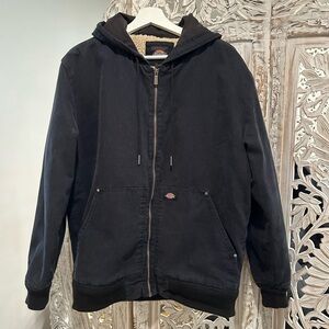 Dickies Men's black Canvas Hooded high pile fleece Lined Jacket